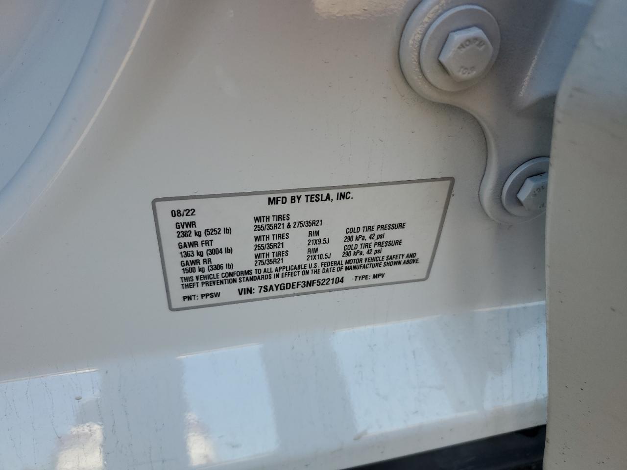 2022 TESLA MODEL Y