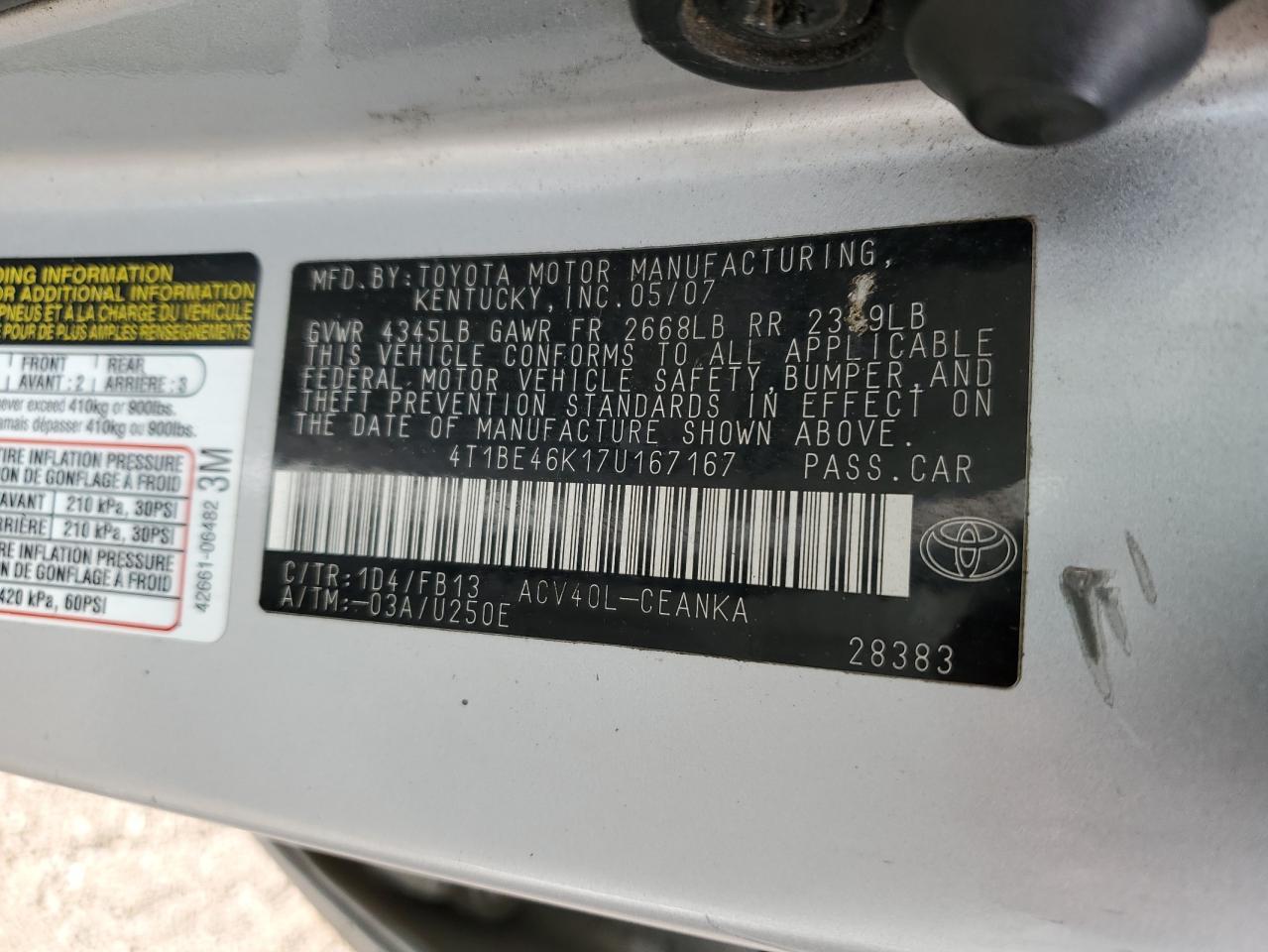 2007 TOYOTA CAMRY