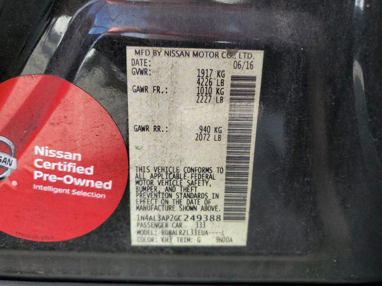 2016 NISSAN ALTIMA