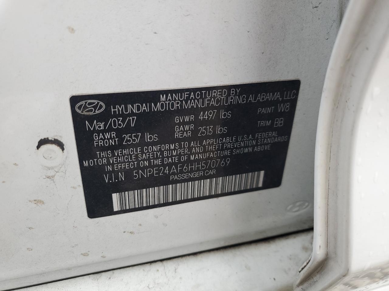 2017 HYUNDAI SONATA