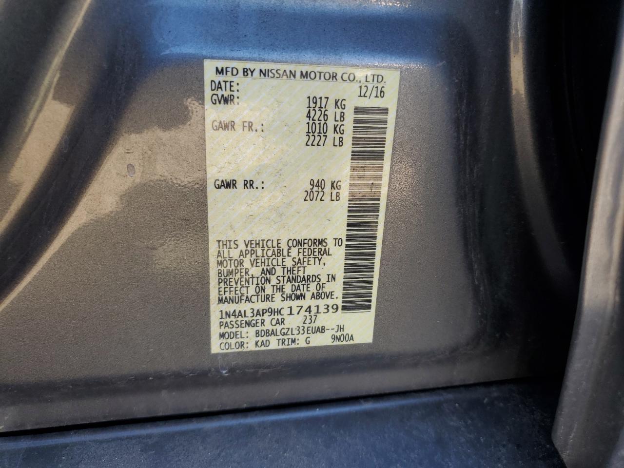2017 NISSAN ALTIMA