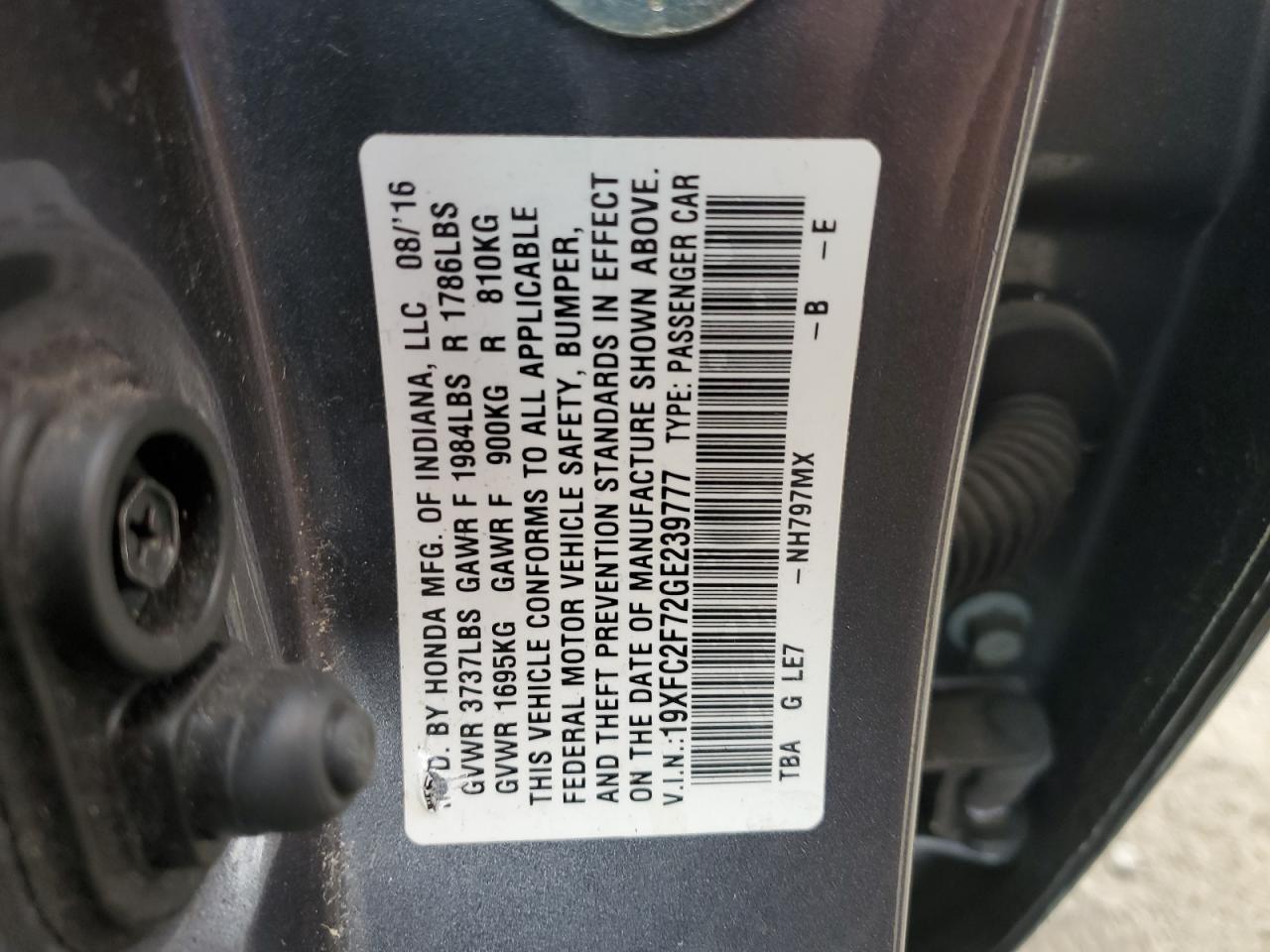 2016 HONDA CIVIC