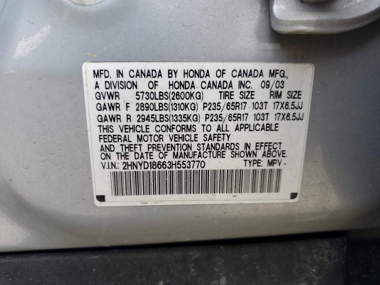 2003 ACURA MDX