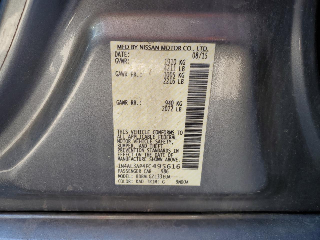 2015 NISSAN ALTIMA