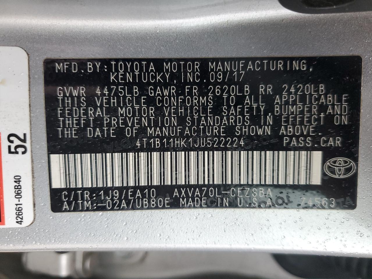 2018 TOYOTA CAMRY