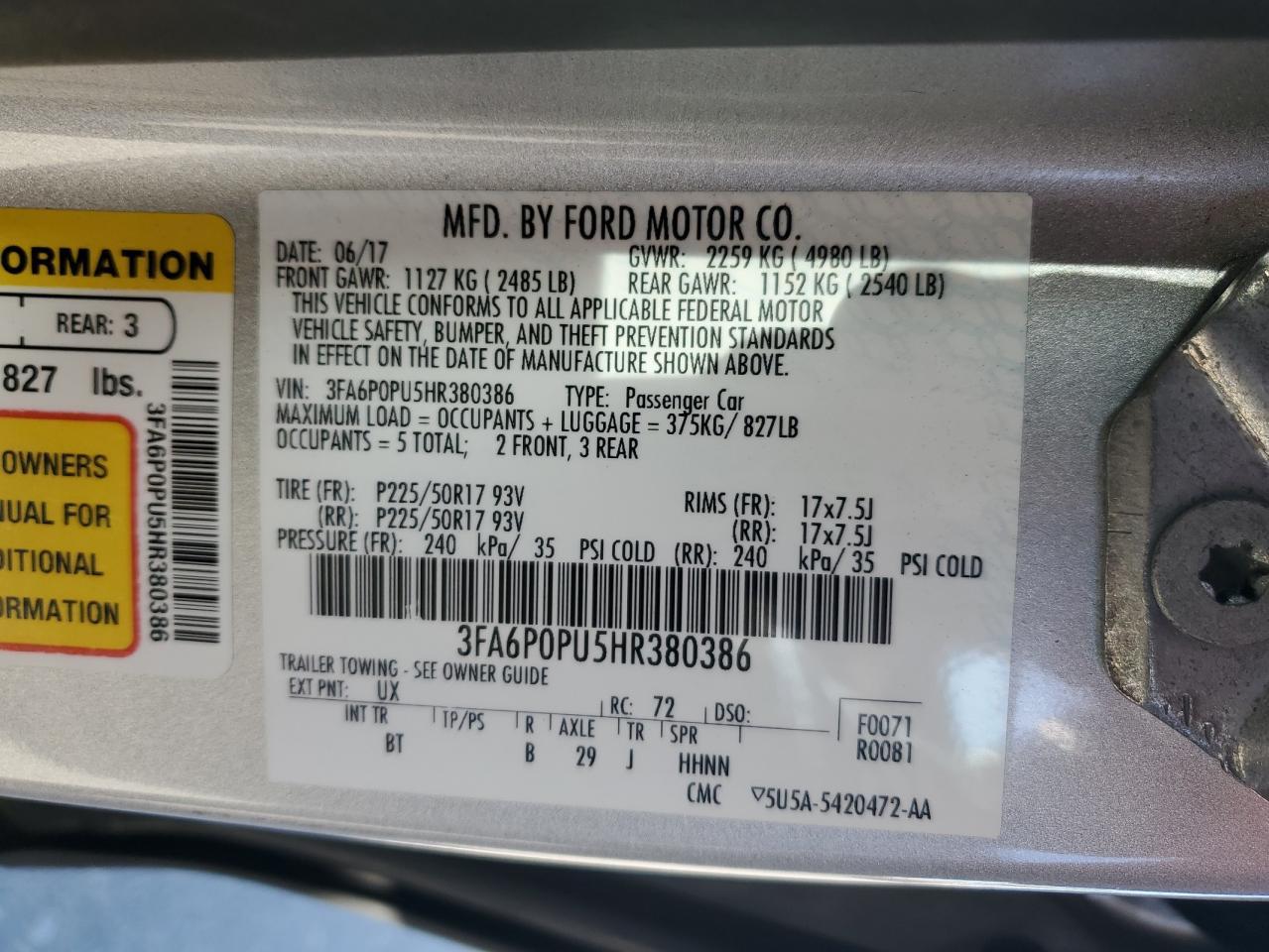 2017 FORD FUSION