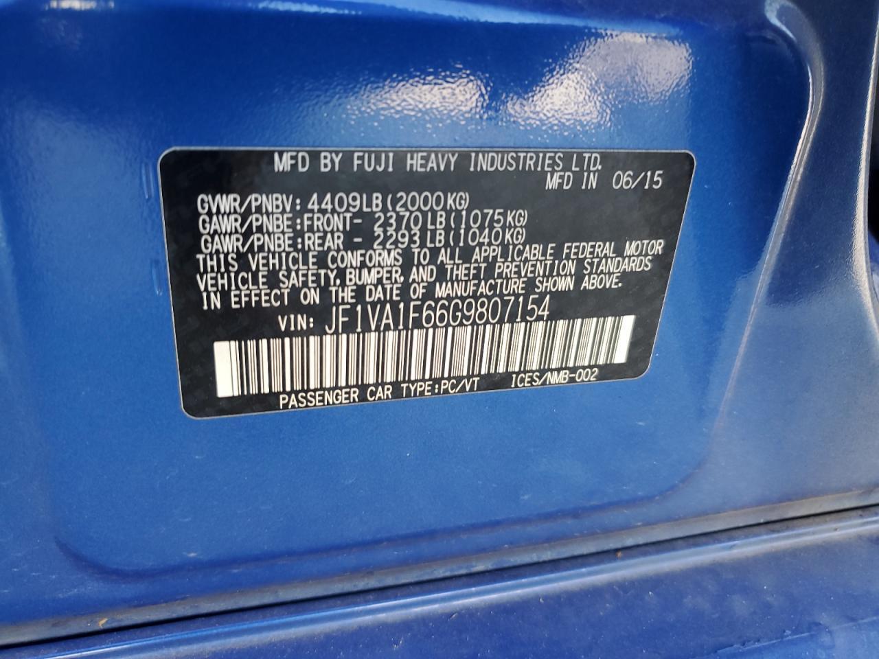 2016 SUBARU WRX