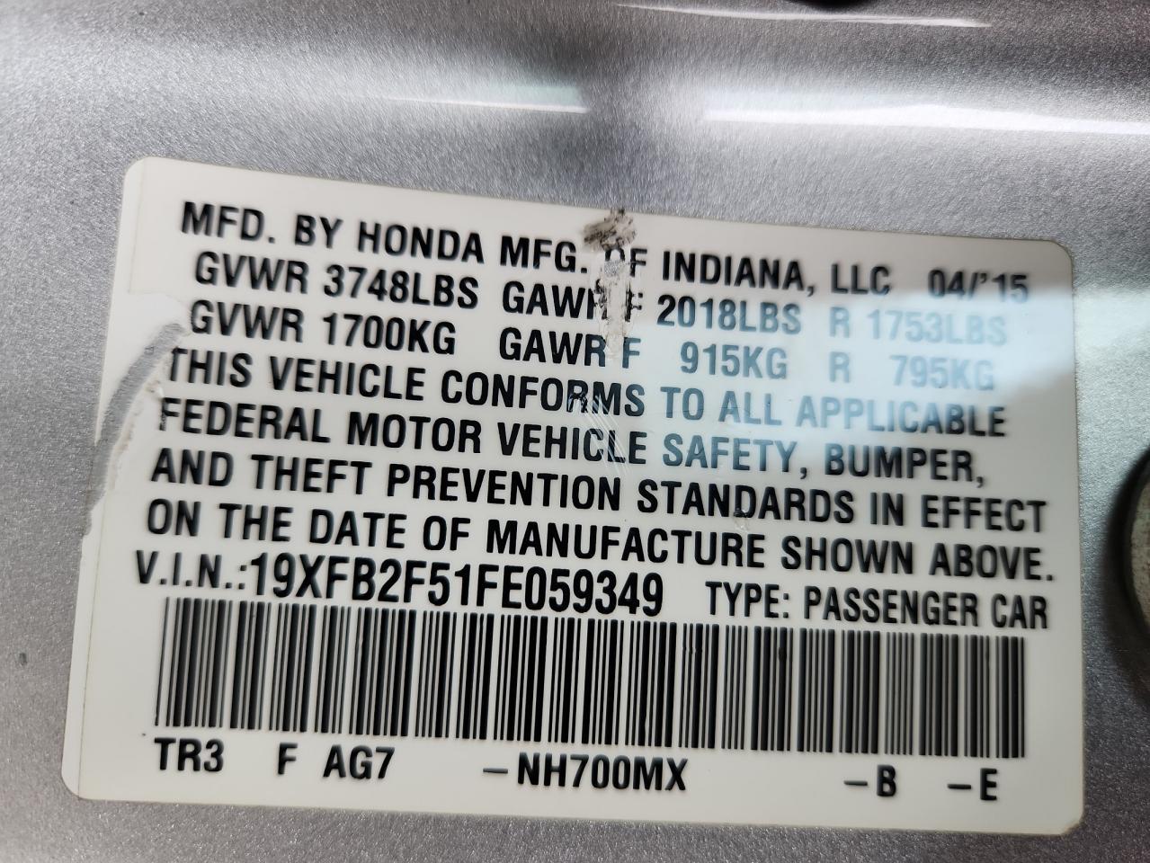 2015 HONDA CIVIC
