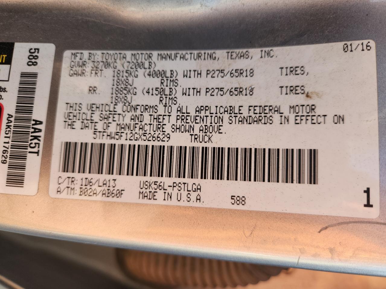 2016 TOYOTA TUNDRA