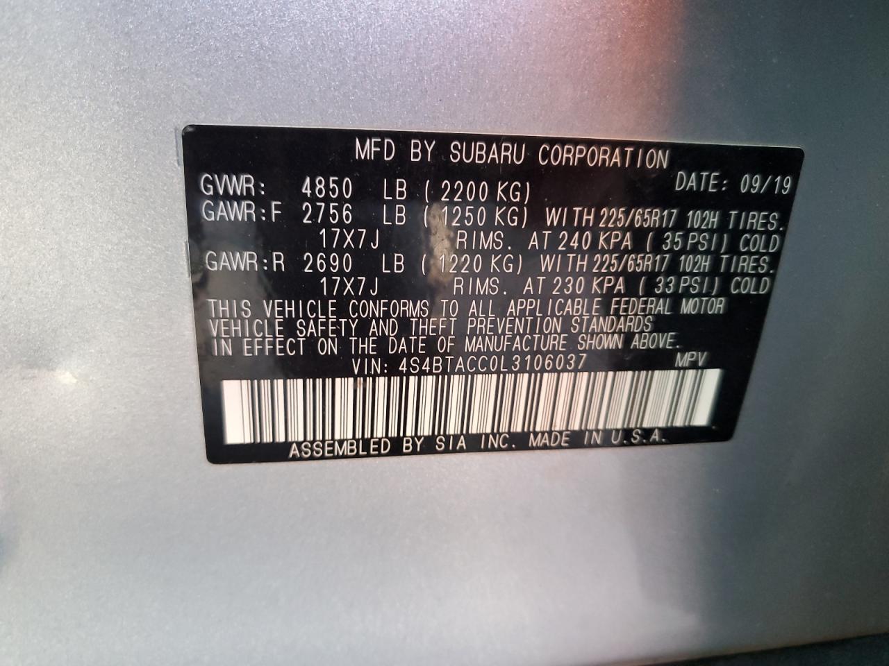 2020 SUBARU Outback