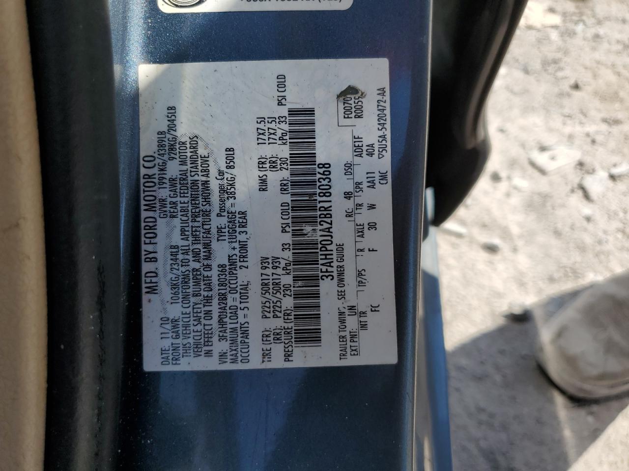 2011 FORD FUSION