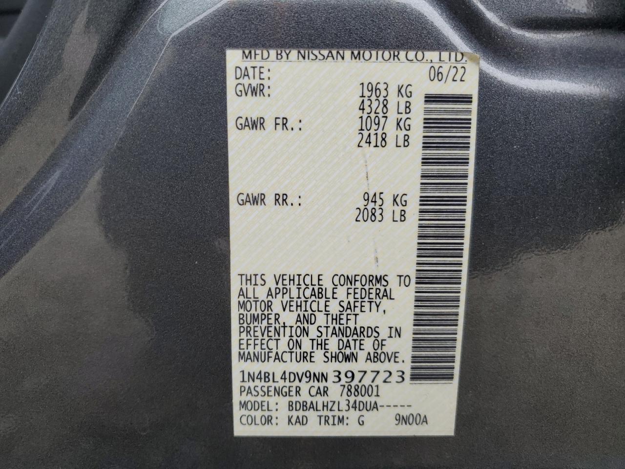 2022 NISSAN ALTIMA