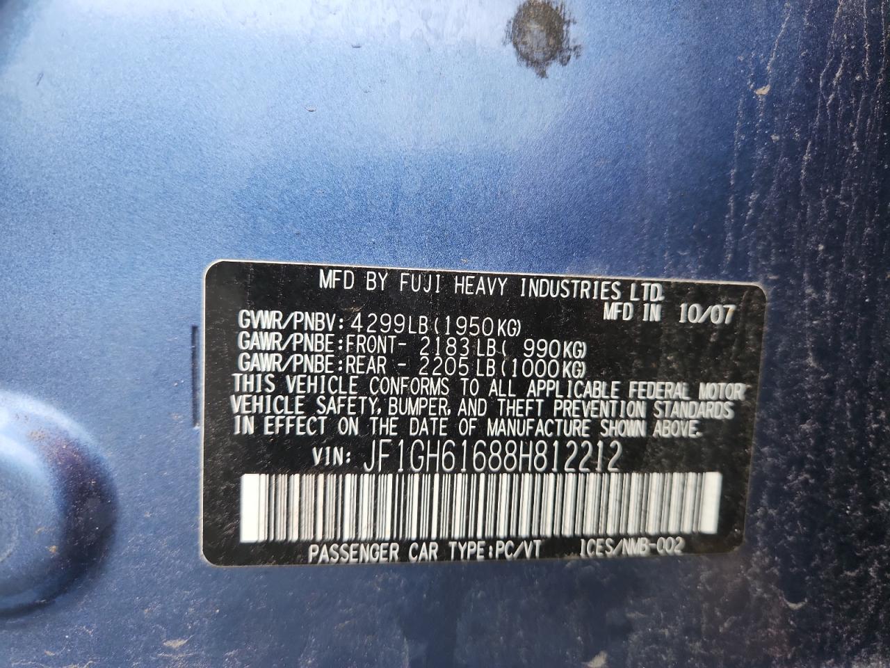 2008 SUBARU IMPREZA