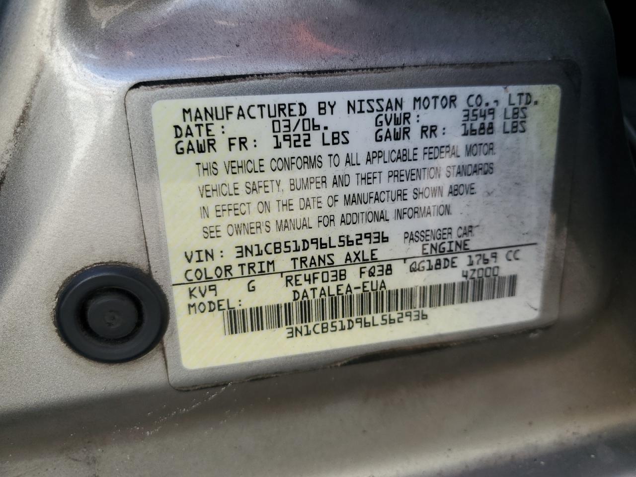 2006 NISSAN SENTRA