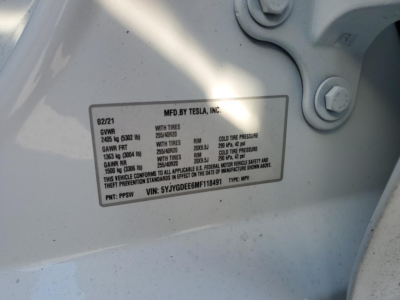 2021 TESLA MODEL Y