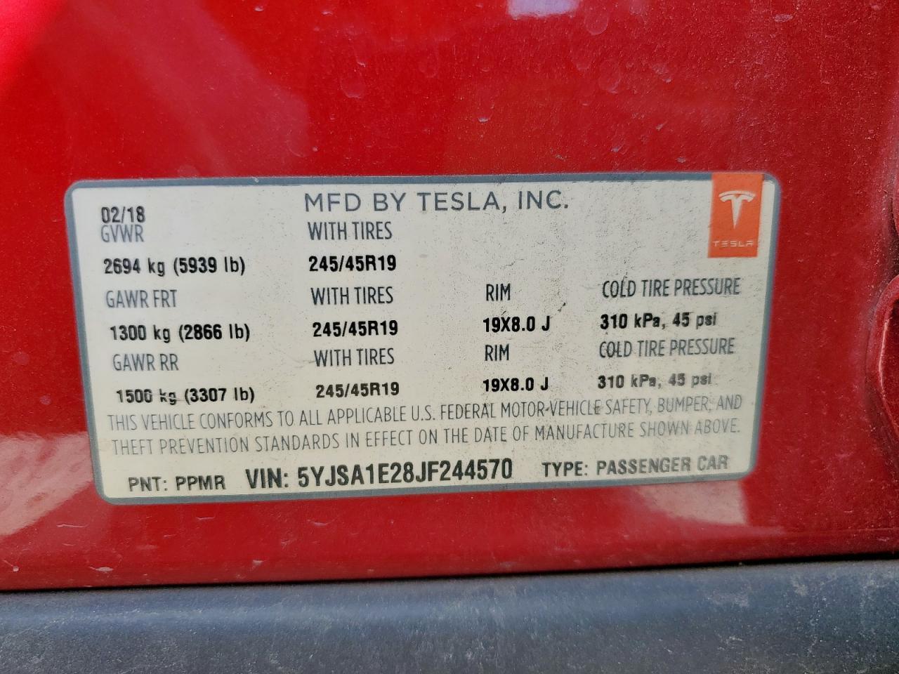 2018 TESLA MODEL S