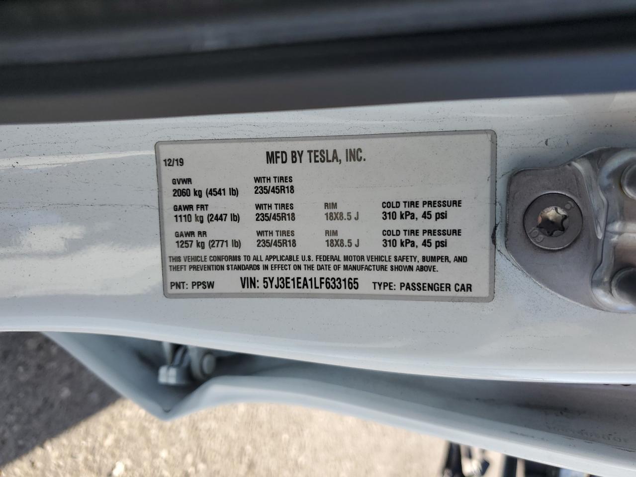 2020 TESLA MODEL 3