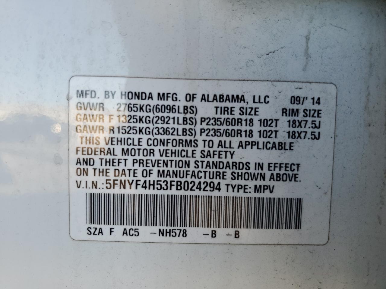 2015 HONDA PILOT