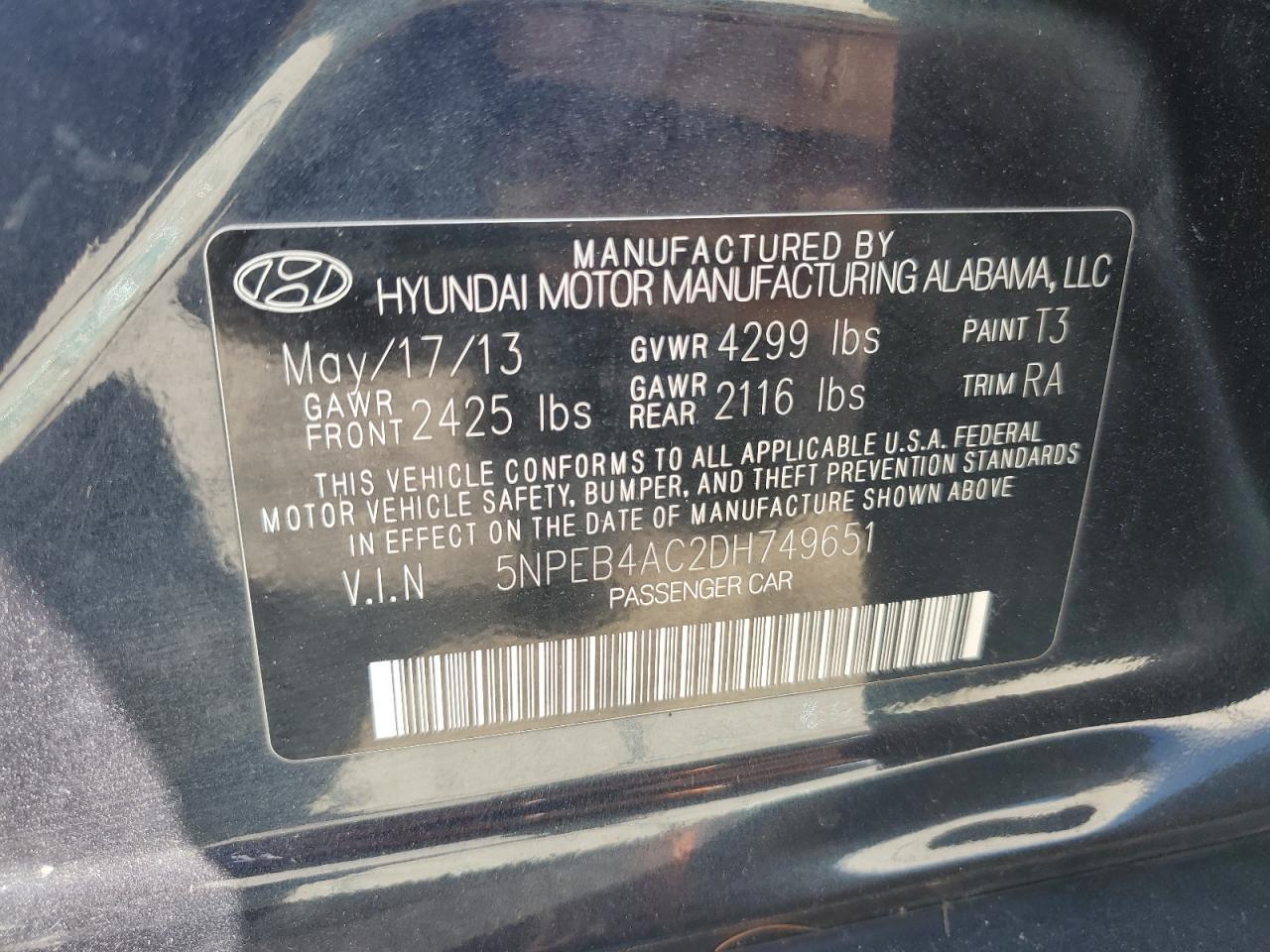 2013 HYUNDAI SONATA