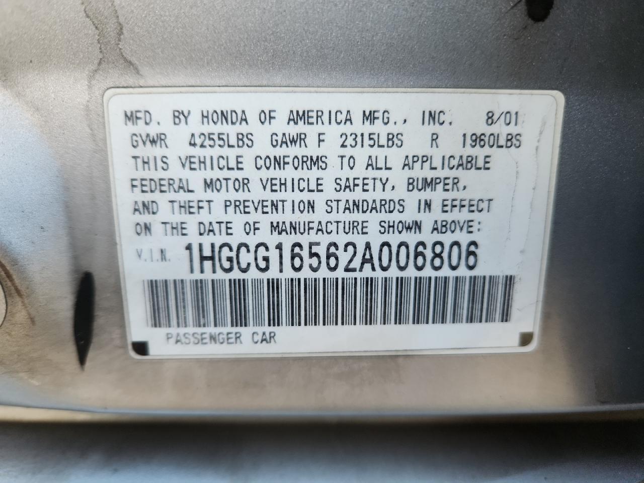 2002 HONDA ACCORD