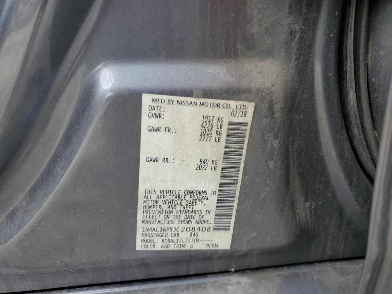 2018 NISSAN ALTIMA