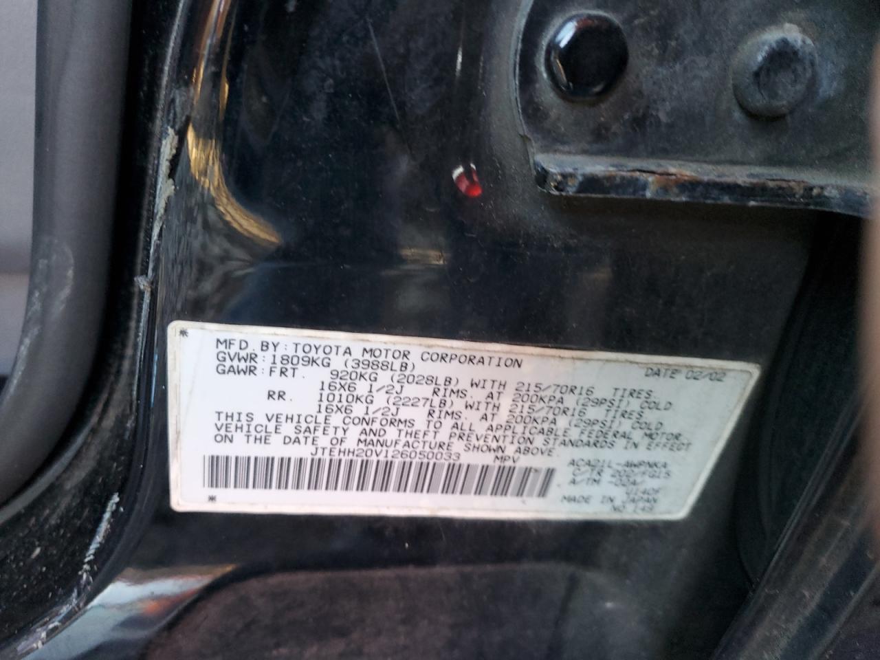 2002 TOYOTA RAV4