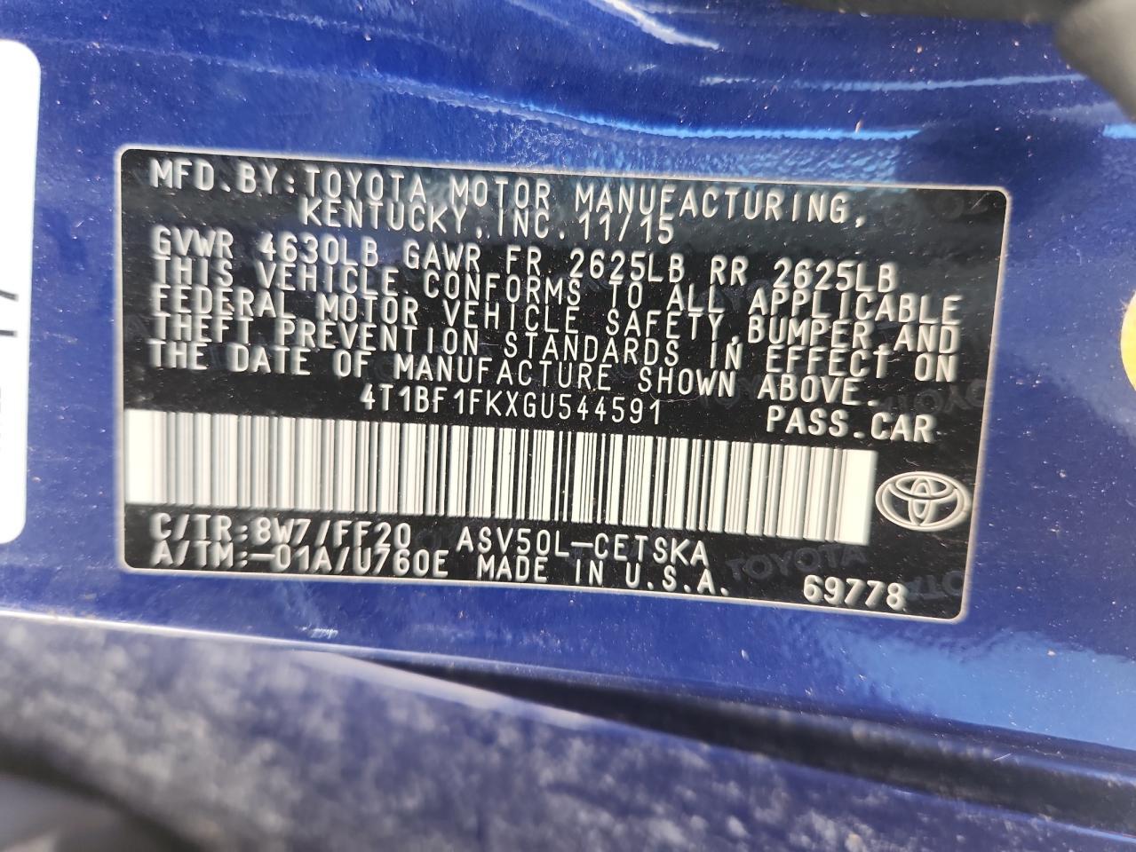 2016 TOYOTA CAMRY