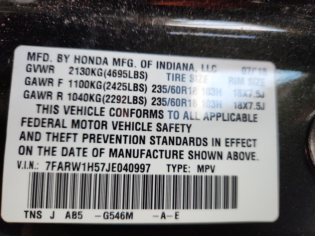 2018 HONDA CR-V