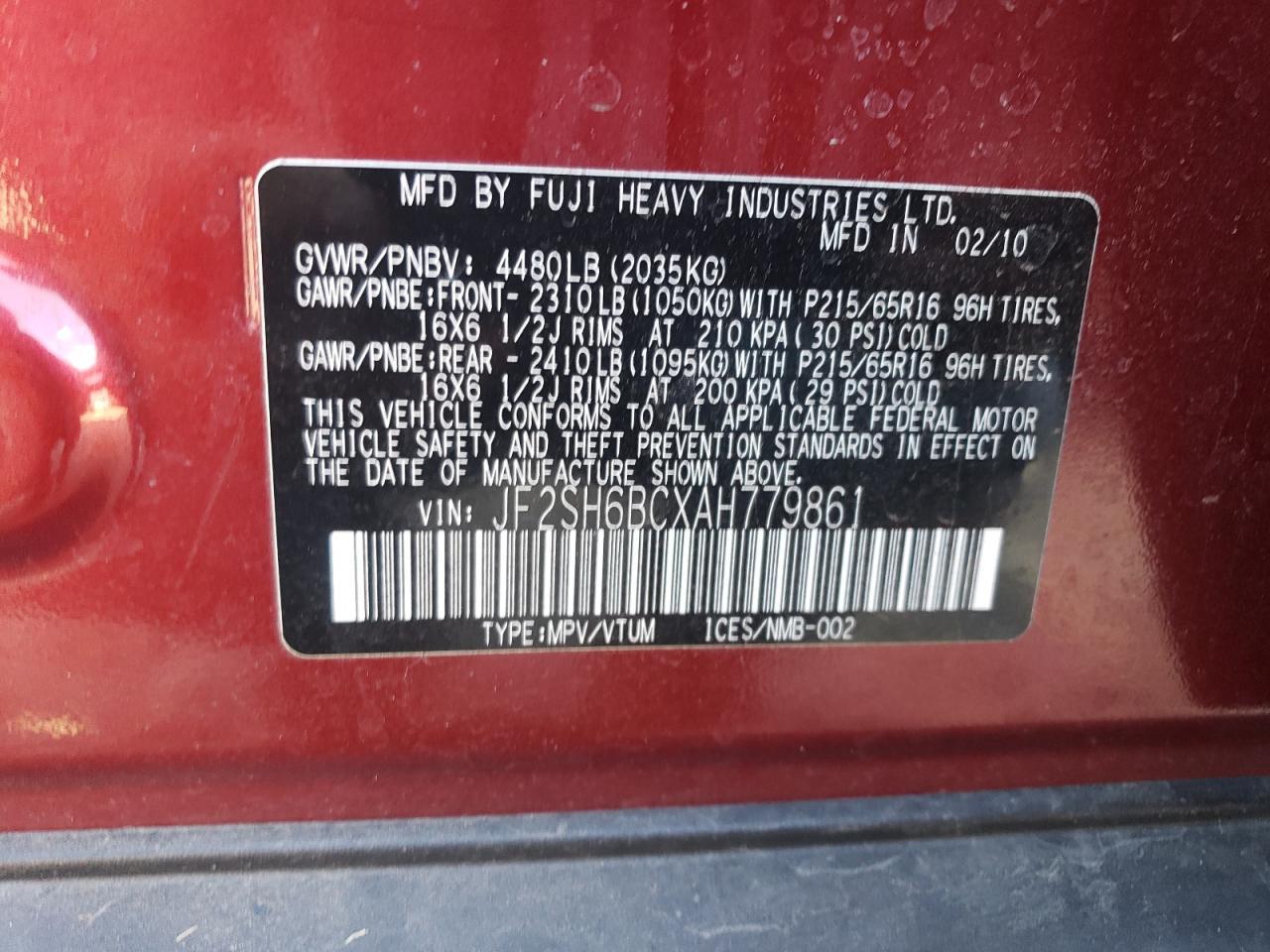 2010 SUBARU FORESTER