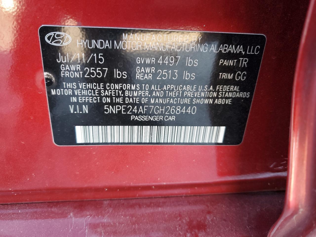 2016 HYUNDAI SONATA