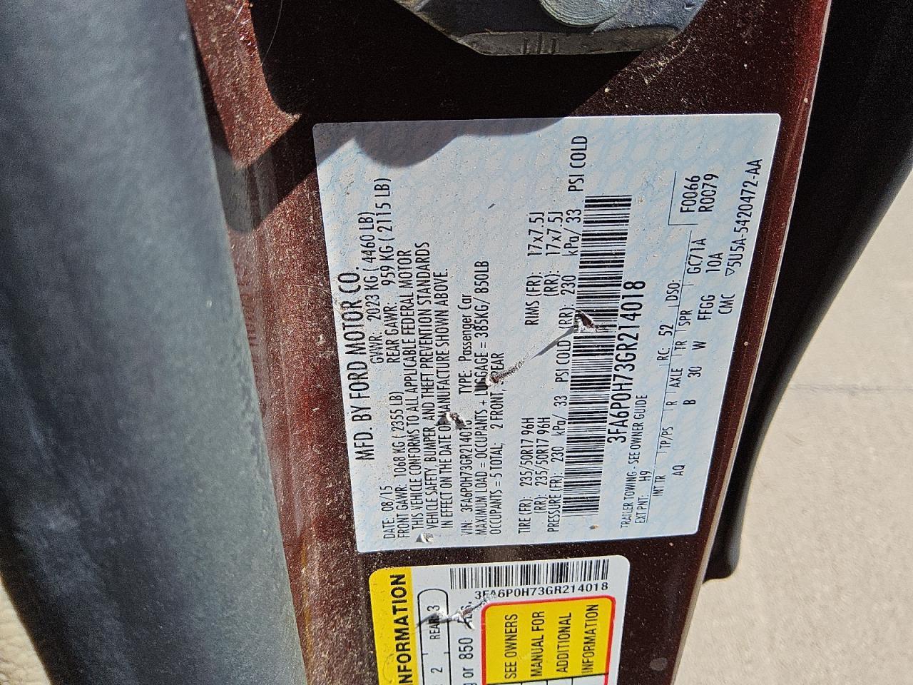 2016 FORD FUSION