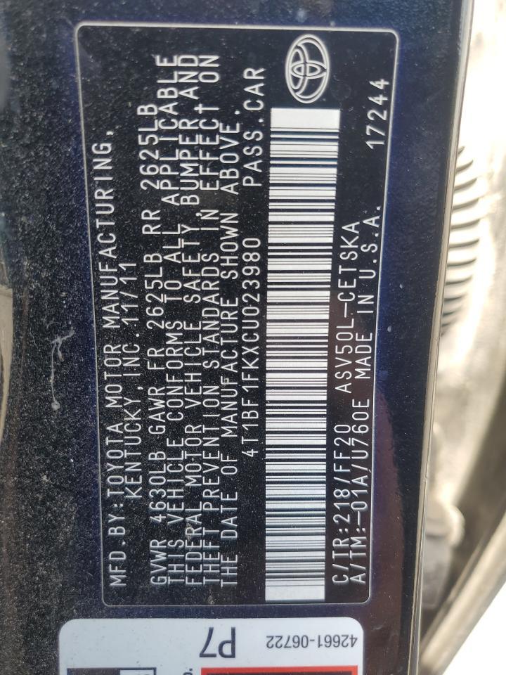 2012 TOYOTA CAMRY