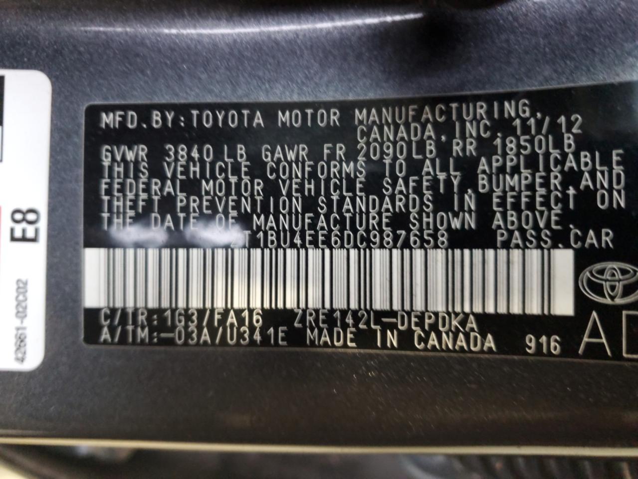 2013 TOYOTA COROLLA
