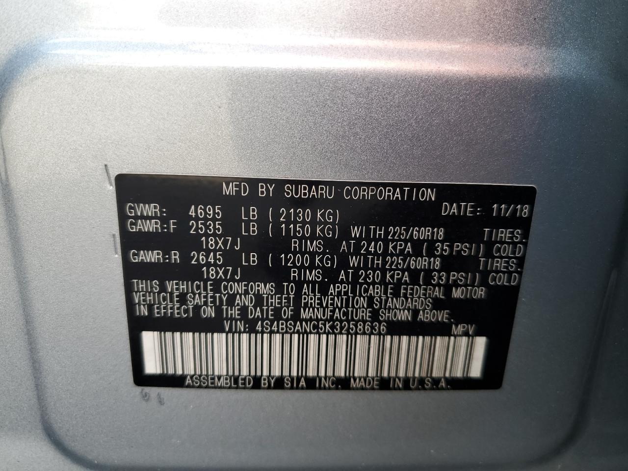 2019 SUBARU Outback