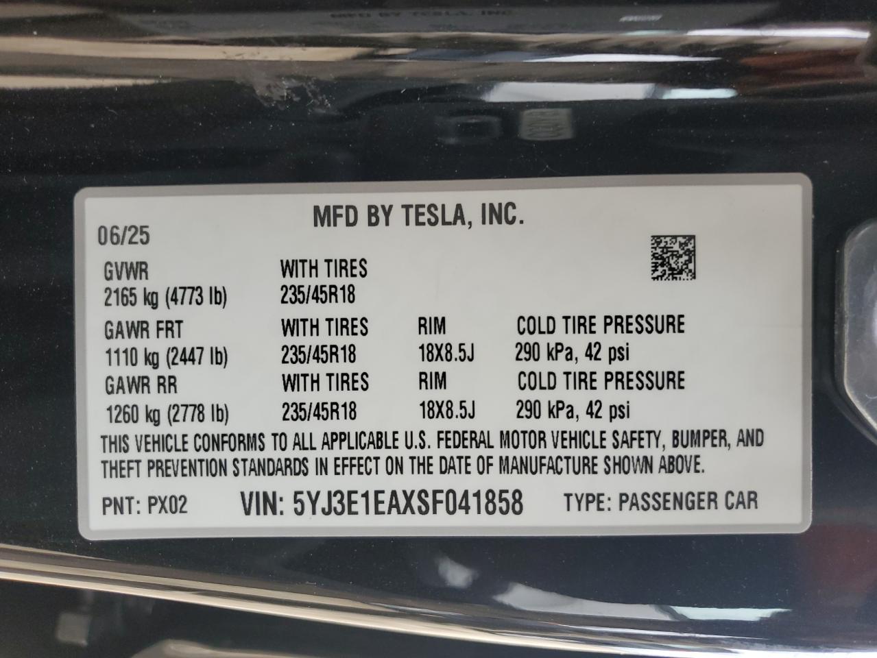 2025 TESLA MODEL 3