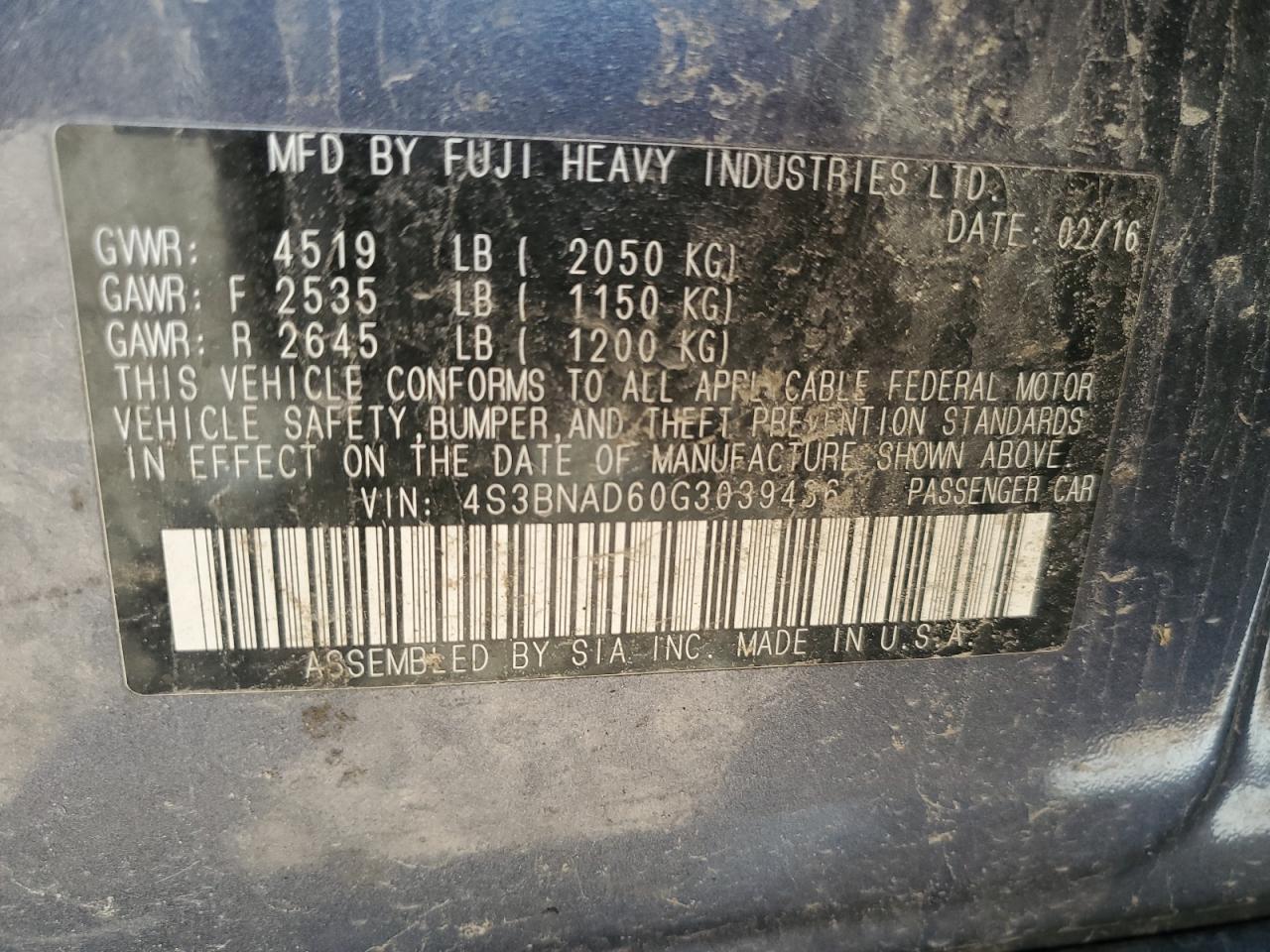 2016 SUBARU Legacy