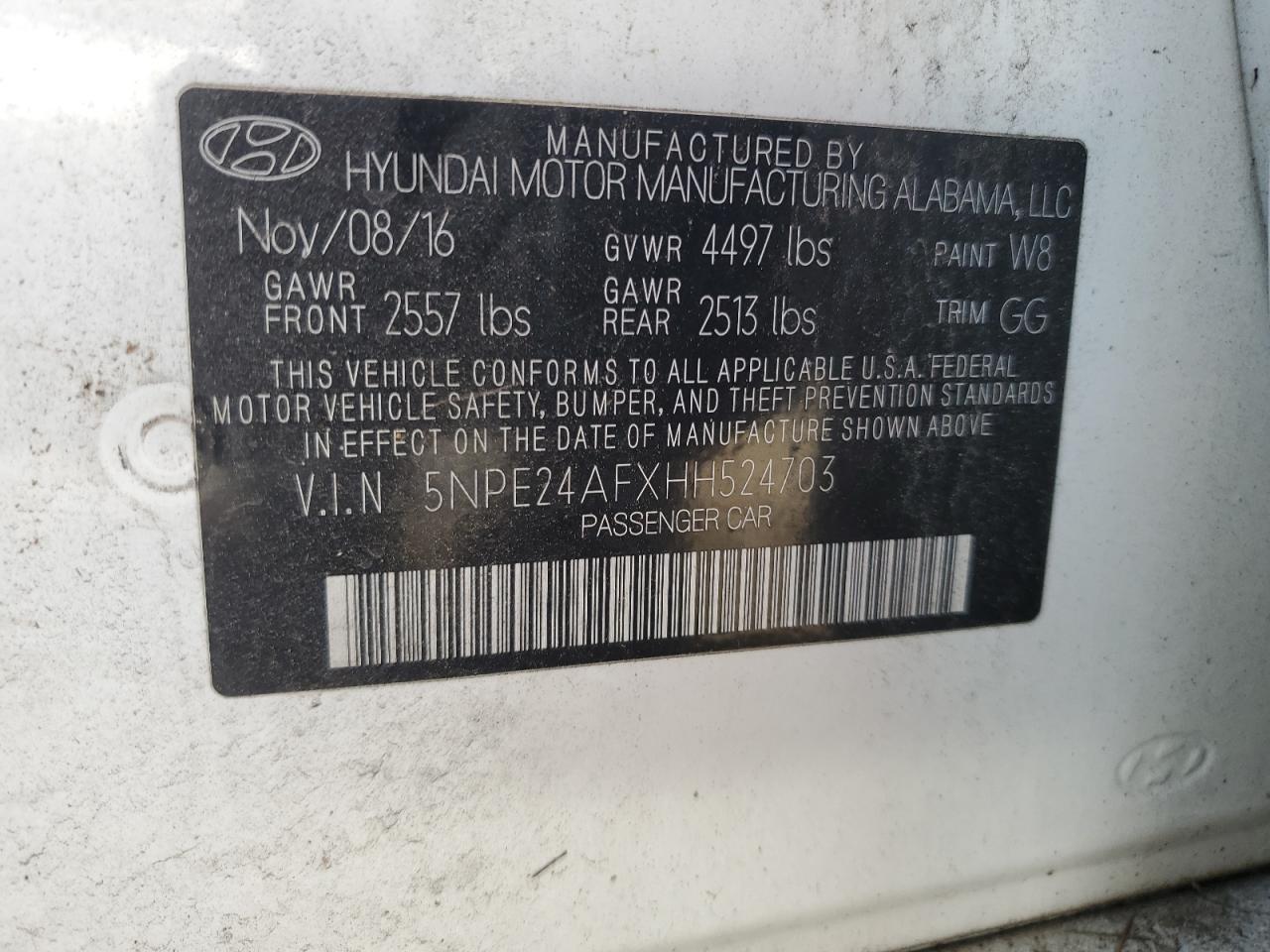 2017 HYUNDAI SONATA