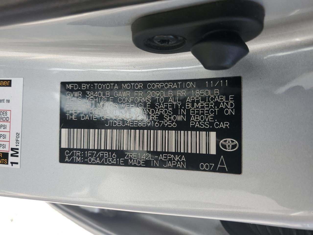 2011 TOYOTA COROLLA