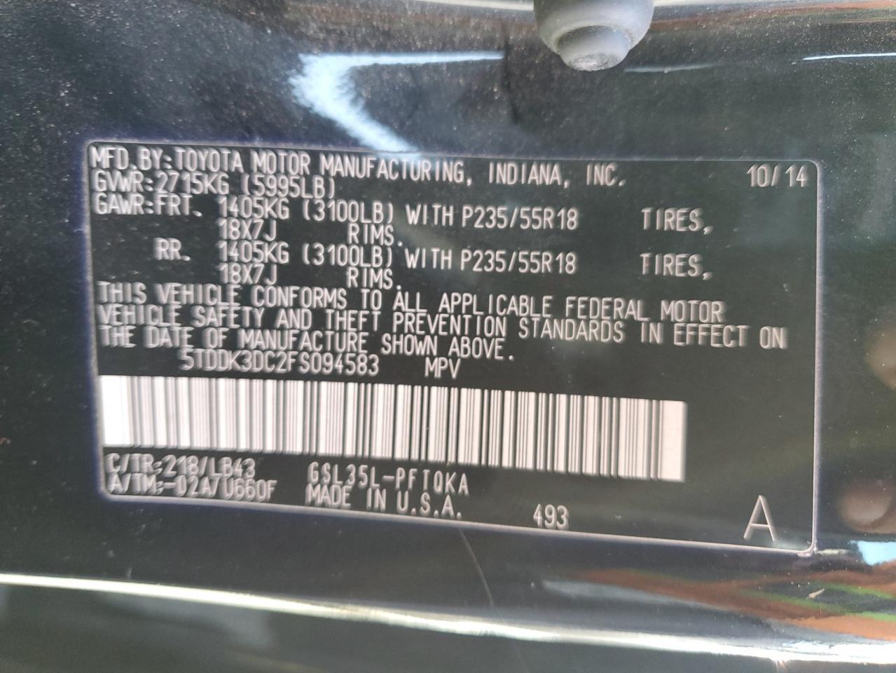 2015 TOYOTA SIENNA
