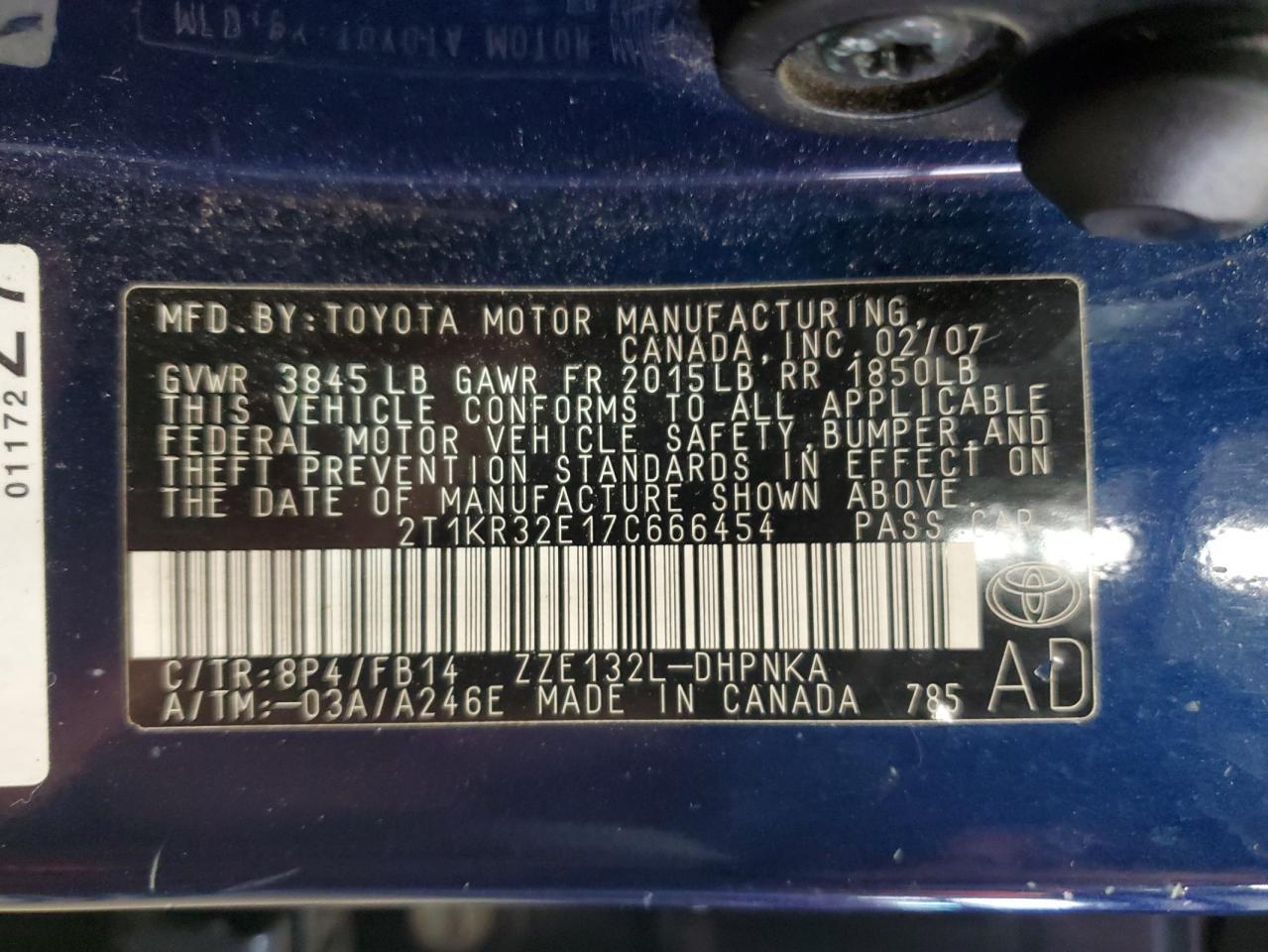 2007 TOYOTA COROLLA