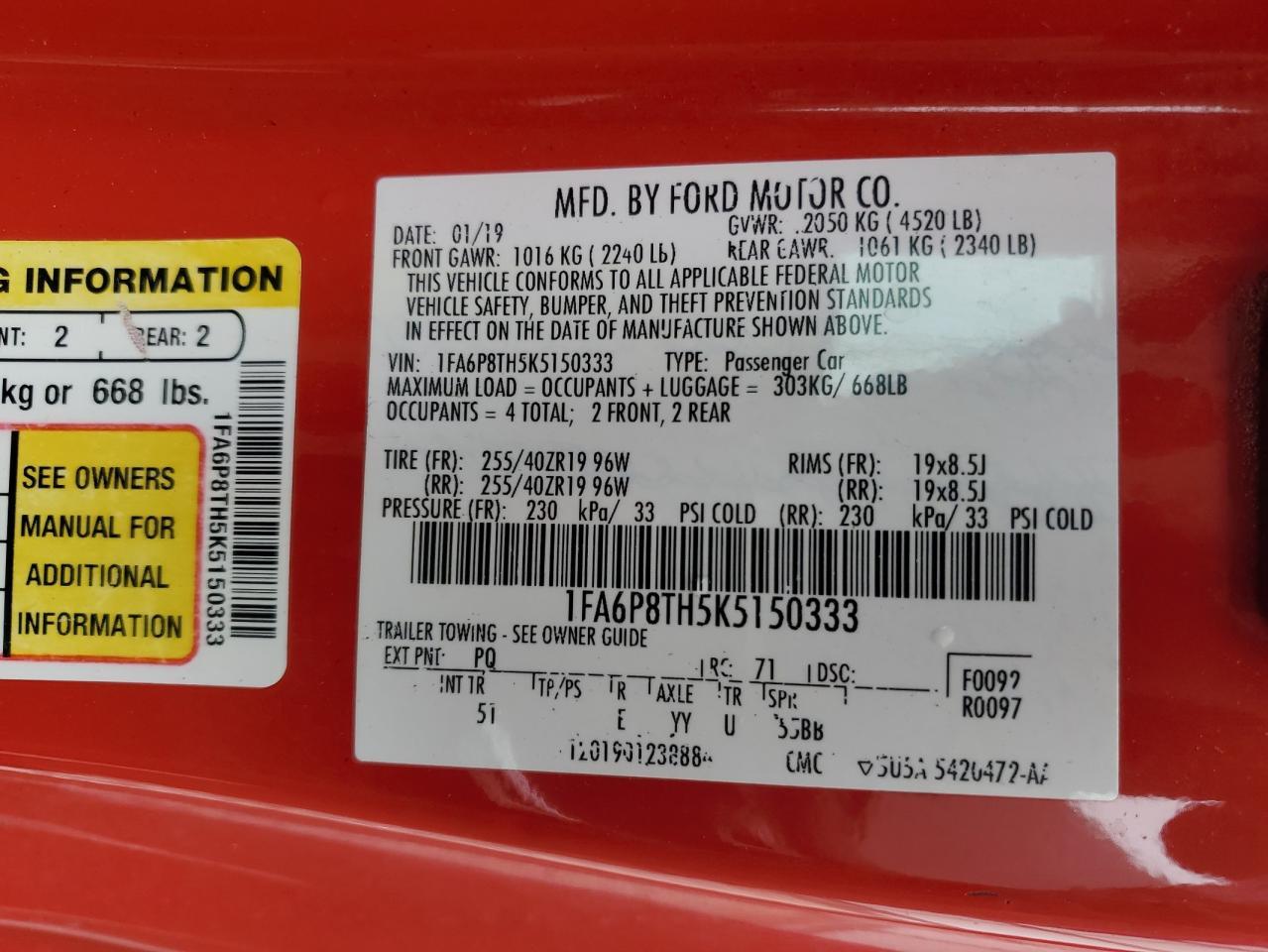 2019 FORD MUSTANG