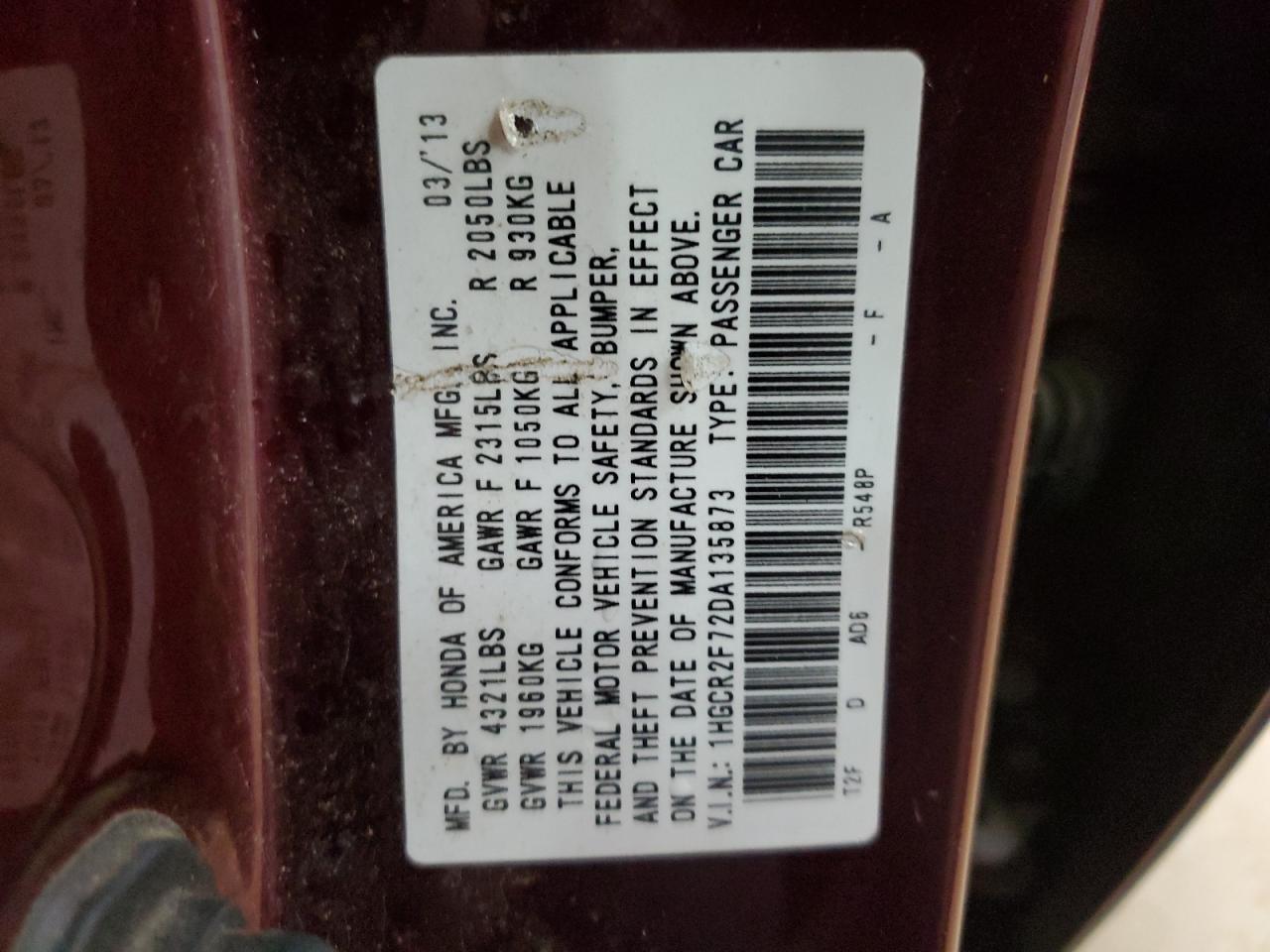 2013 HONDA ACCORD