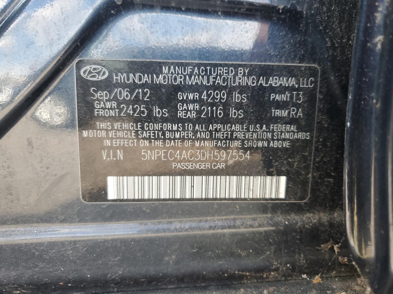2013 HYUNDAI SONATA