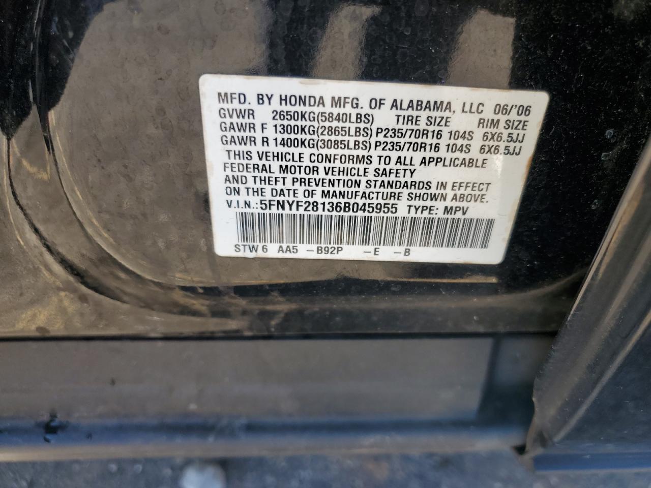 2006 HONDA PILOT