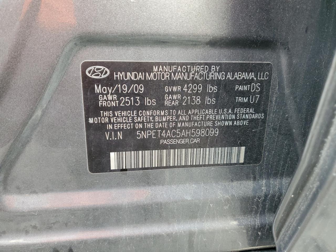 2010 HYUNDAI SONATA