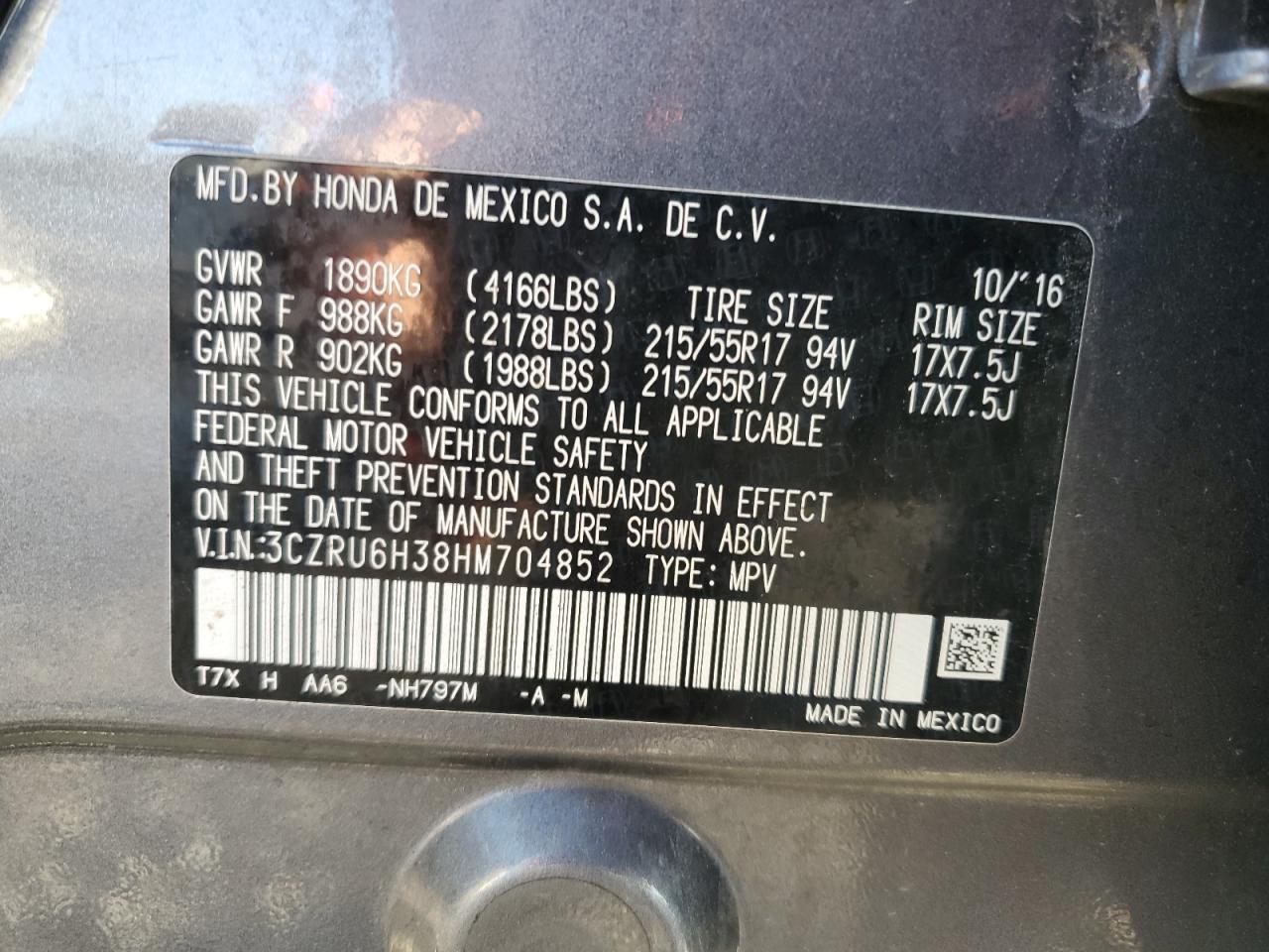 2017 HONDA HR-V