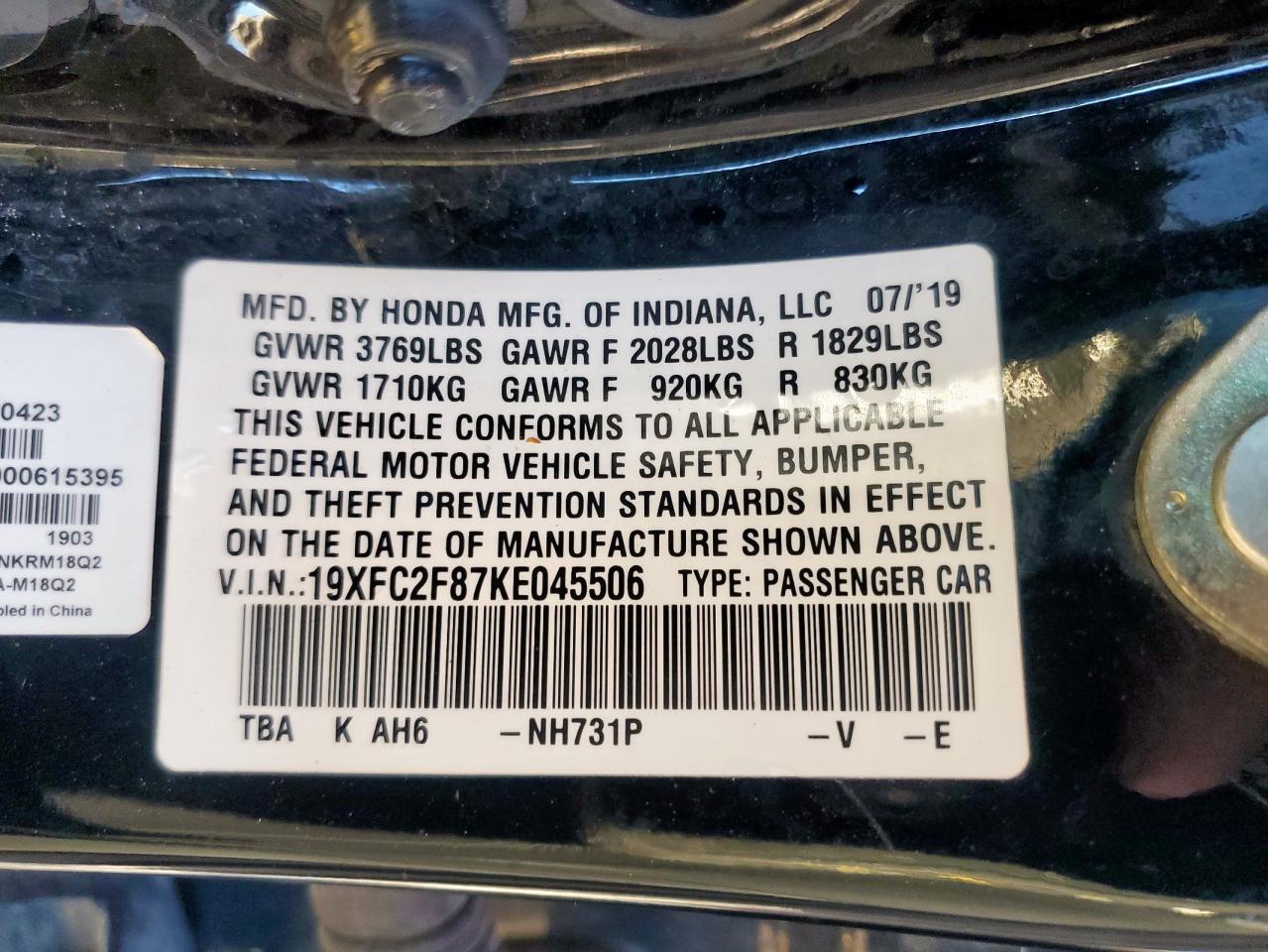 2019 HONDA CIVIC