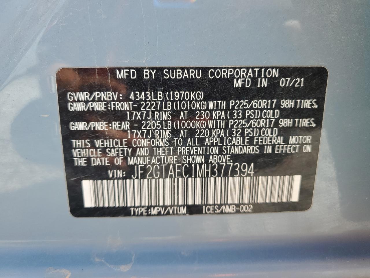 2021 SUBARU Crosstrek