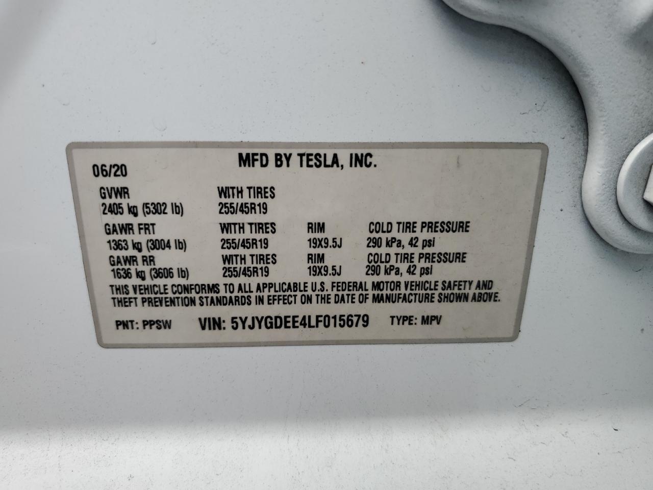 2020 TESLA MODEL Y