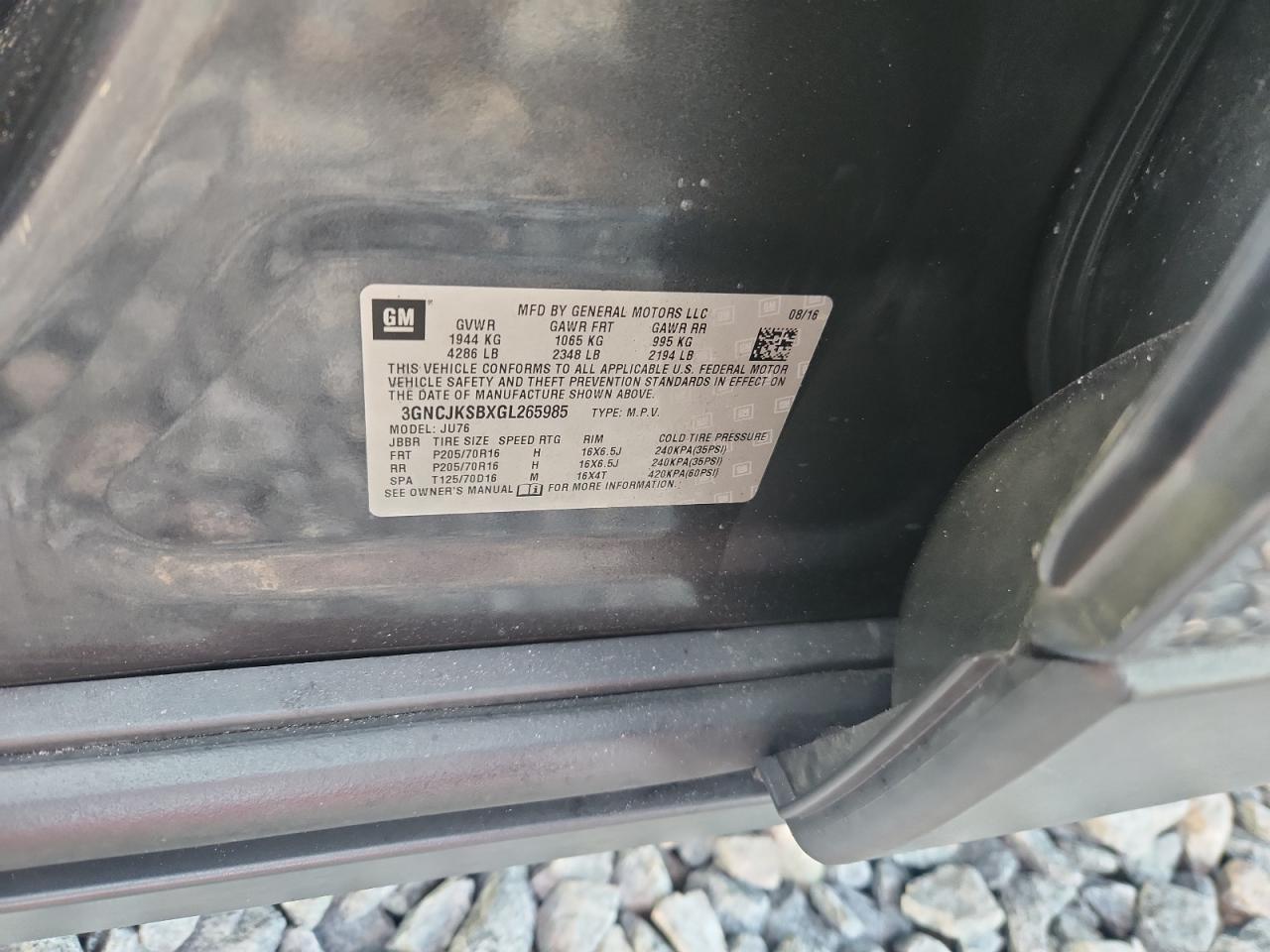 2016 CHEVROLET TRAX